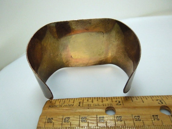 s916 Vintage Wide Copper Color Modernist Cuff Bra… - image 3