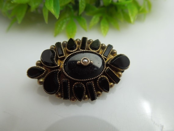Q115 Vintage 10k Gold Filled Onyx Pin/brooch - Etsy