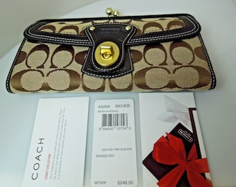 Vintage Coach Legacy Wallet Tan Brown Leather 65th Anniversary