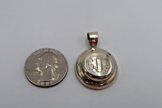 t597 Sterling Silver Etched Monogrammed Pendant View 3