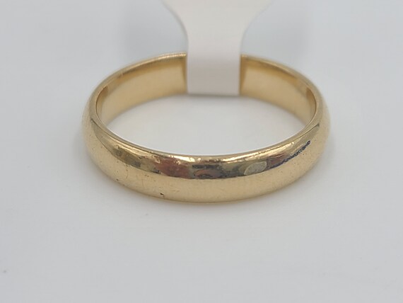 k689 Simple Unisex 14kt Yellow Gold Wide Wedding … - image 1