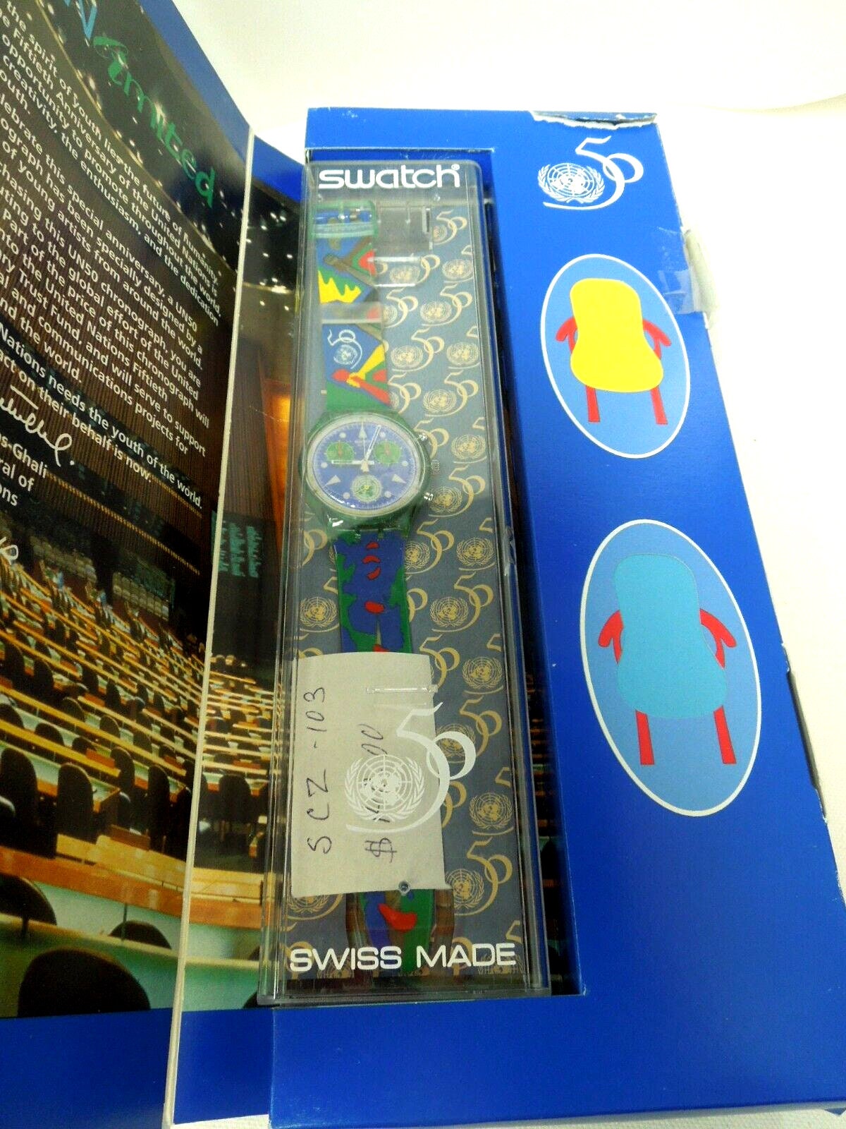 スウォッチ　国連創立50周年記念　希少 Swatch スウォッチ 国連50周年 クォーツ腕時計 クロノグラフ