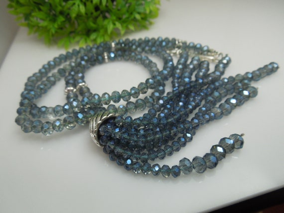 q280 Vintage Glass/ Crystal Beads Long Necklace B… - image 8