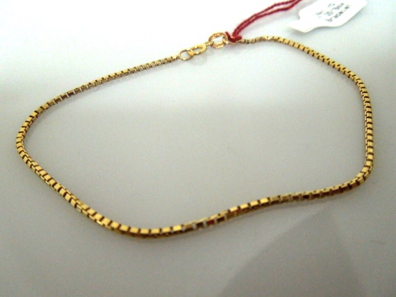 s163 14kt Solid Yellow Gold Box Chain Bracelet 7.… - image 2