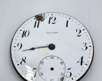 e886 Antique Locust Switzerland Pocket Watch Movement 7J for Parts or Repair