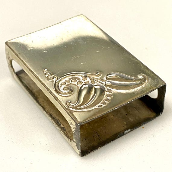 u889 Vintage Sterling Silver Webster Match Box Holder Collectibles