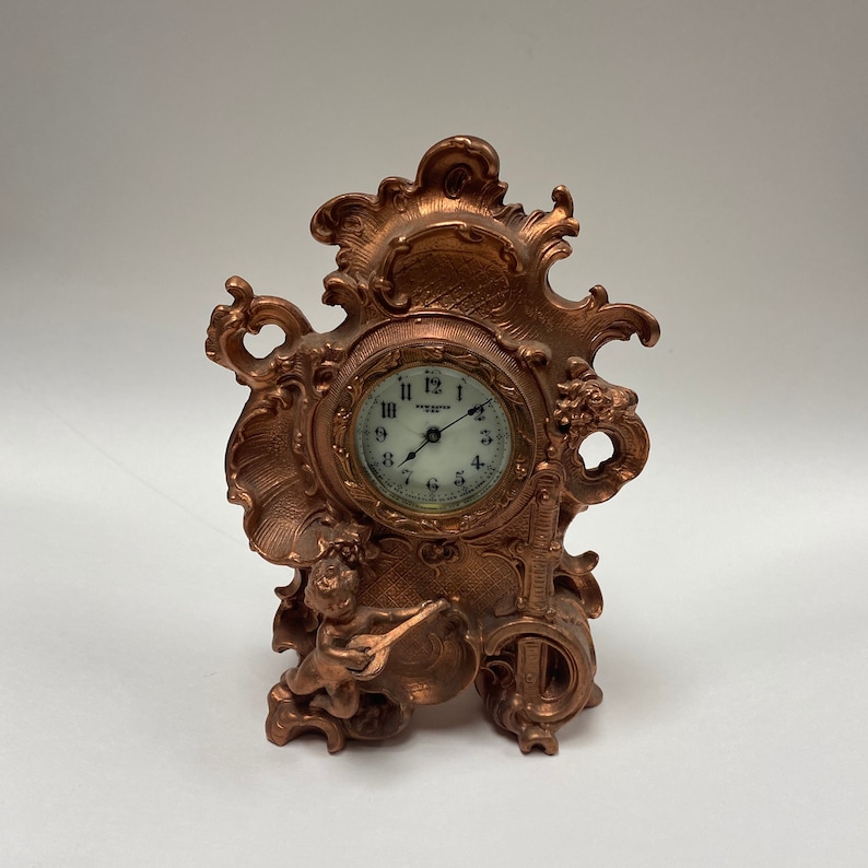 F460 Antique New Haven USA Mantel Standing Clock Carved Cupid Etsy