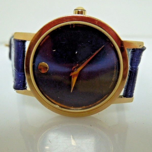 t032 Movado 87.A1.832 Ladies Swiss Quartz Gold Filled Blue Dial Watch