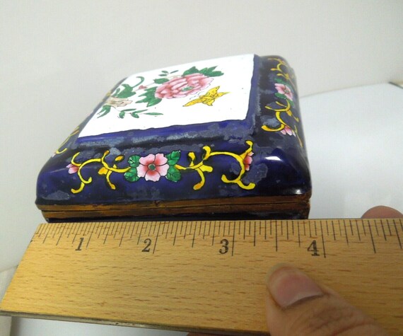 t115 Antique Chinese CLOISONNÉ  Enamel Floral Cov… - image 7