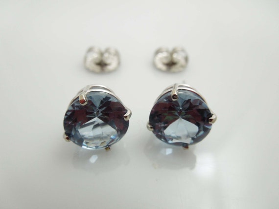 b994 Big, Beautiful Ice Blue Topaz Stud Earrings … - image 5