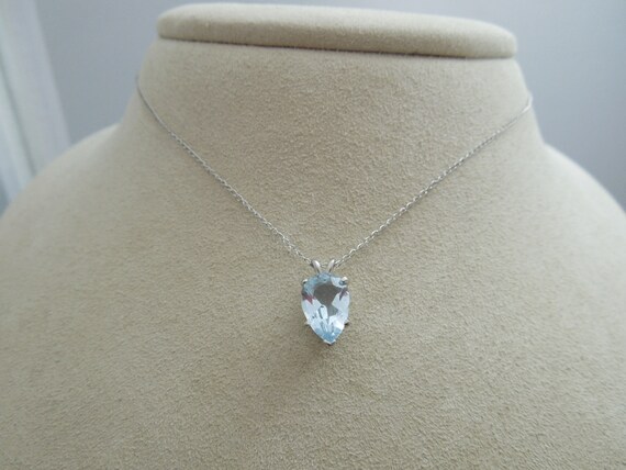 g692 Beautiful Ladies 14kt White Gold Aquamarine … - image 6