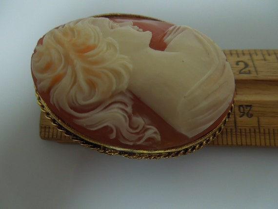 s266 Vintage Carl Art Gold Filled Cameo Brooch Pin - image 3