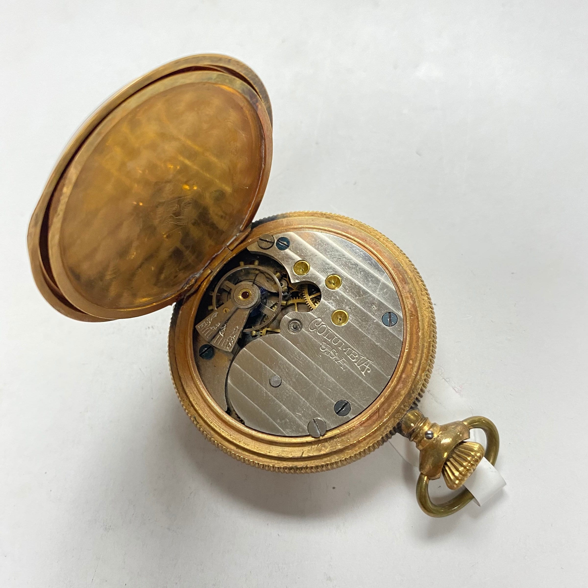 F899 Vintage Columbia USA Gold Tone Mechanical Pocket Watch Etsy