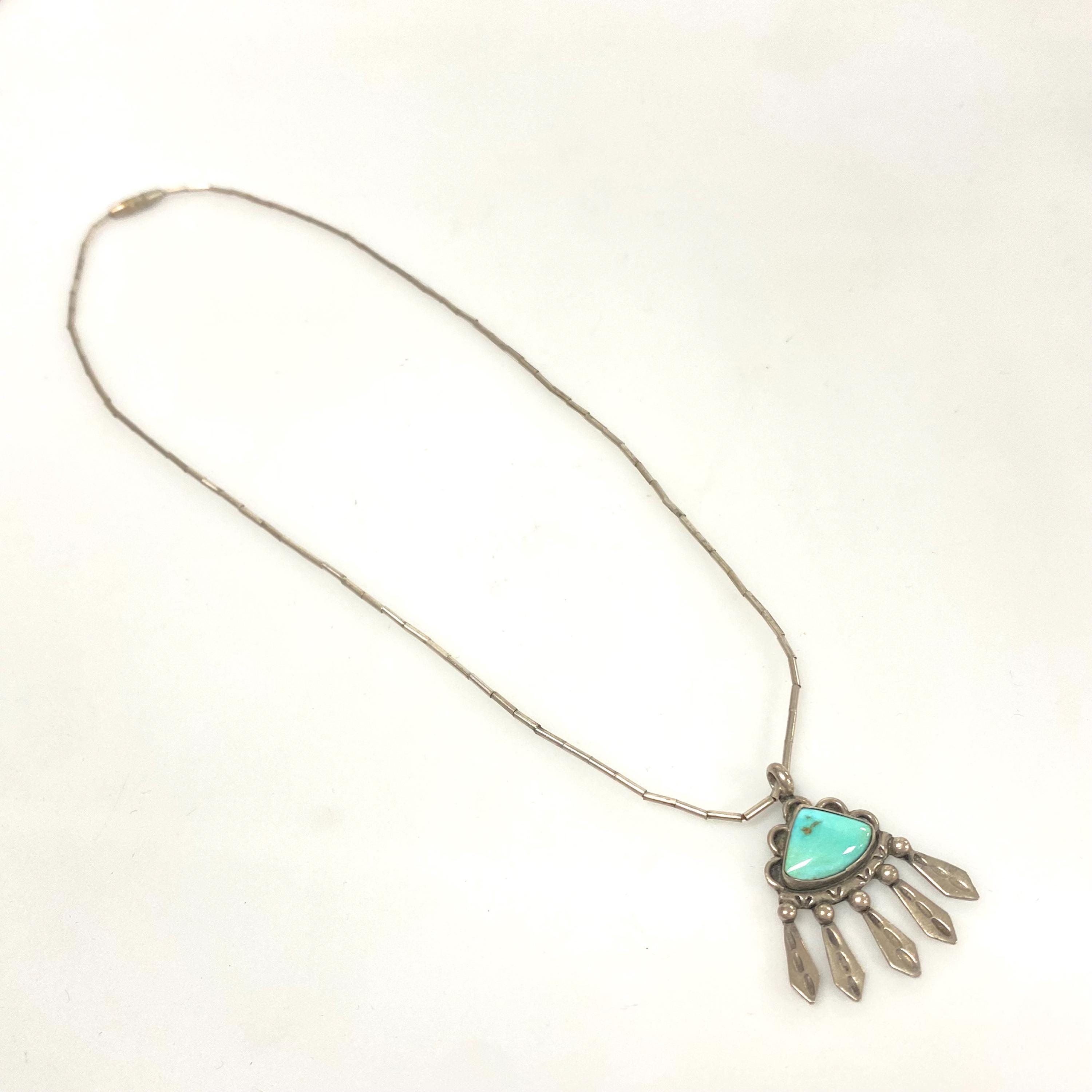 V179 Vintage Turquoise Sterling Silver Hand Made Navajo Art