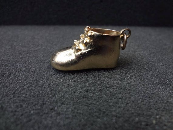 a659 Cute Baby Shoe Charm/ Pendant in 14k Yellow … - image 1