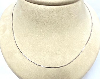 u498 Vintage 14K White Gold Ball Snake Link Chain Necklace 18" Long