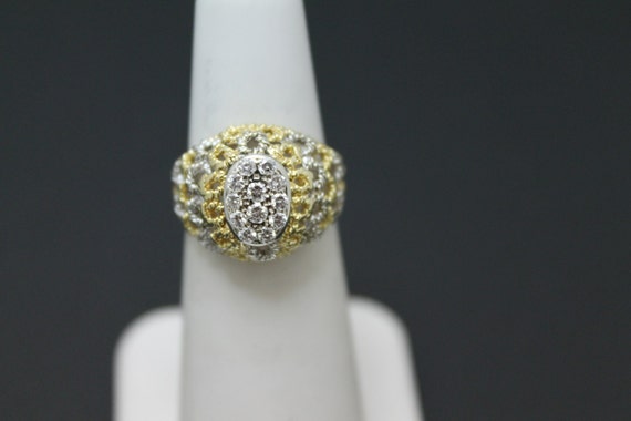 a873 Vintage Beautiful Diamond Cluster Domed Ring… - image 1
