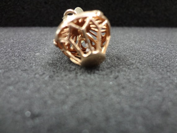 c538 Pretty 14k Yellow Gold Bird in a Golden Cage… - image 2