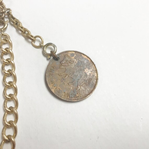 e722 Vintage Gold Filled Vest Pocket Watch Chain with… Gem