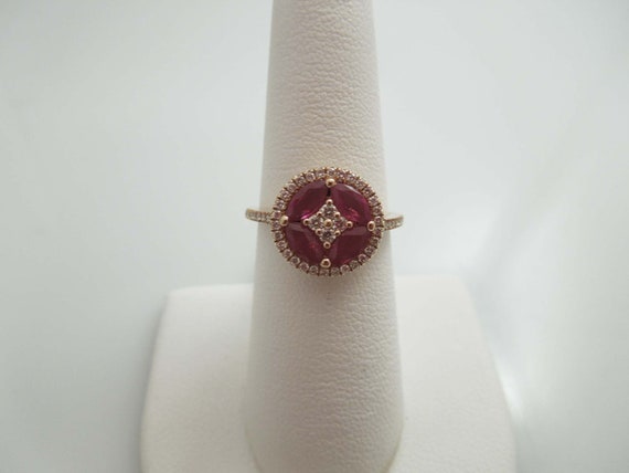 g557 Lovely Ladies 14kt Rose Gold Ruby and Diamon… - image 2