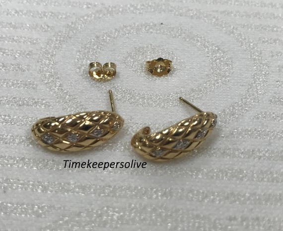a486 Vintage Dangle Pierced Diamond Shape Earring… - image 2