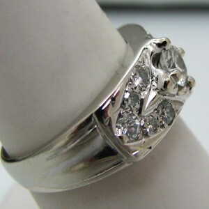 a857 Vintage Gorgeous Multi Diamond Ring in 14k White Gold Size 6.5 image 3