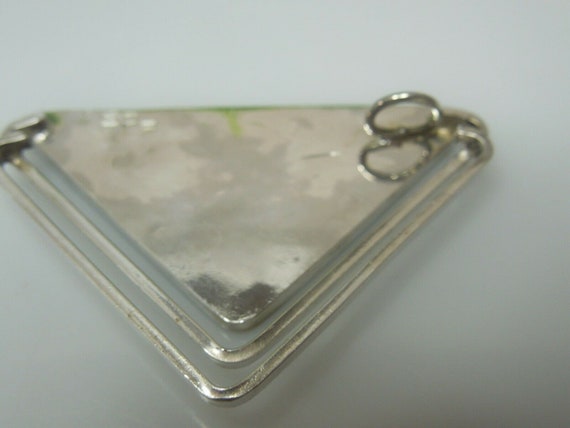 q521 Abalone Shell Sterling Silver Triangle Penda… - image 7