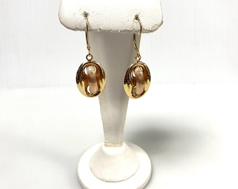 v113 Vintage 14K Yellow Gold Anchor Link Earrings Pierced Dangling Style