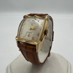 U179 Beautiful 1950s Elgin 10k Gold Plated Manual Wind Watch  display picture 3