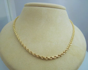 G877 Nice Unisex 14kt Yellow Gold Solid Rope Necklace