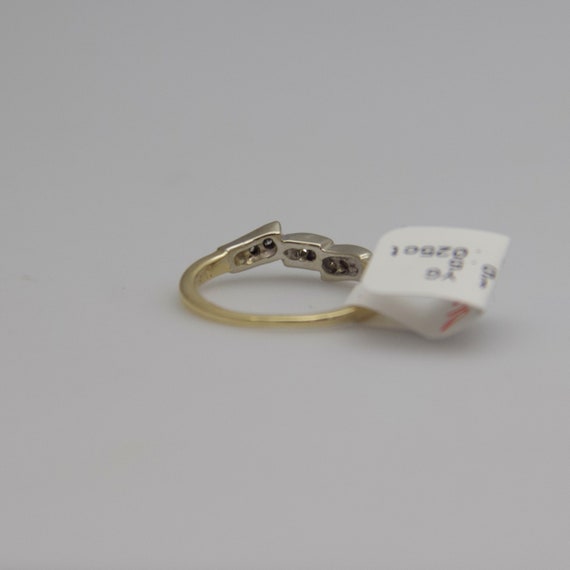d663 Dainty 14k Yellow Gold Diamond Wedding Ring - image 5