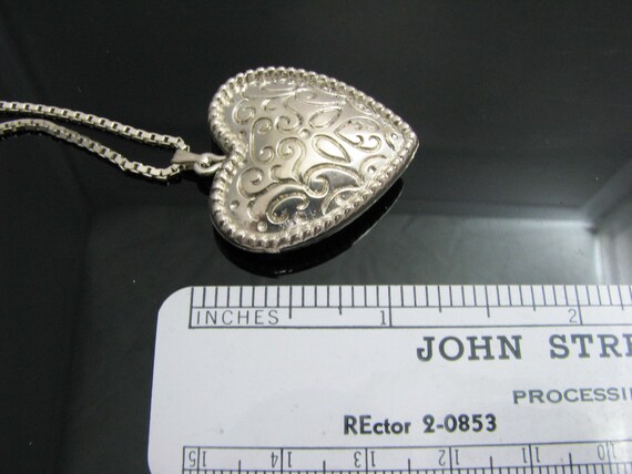 b812 Pretty Puffed Sterling Silver Heart Pendant … - image 6
