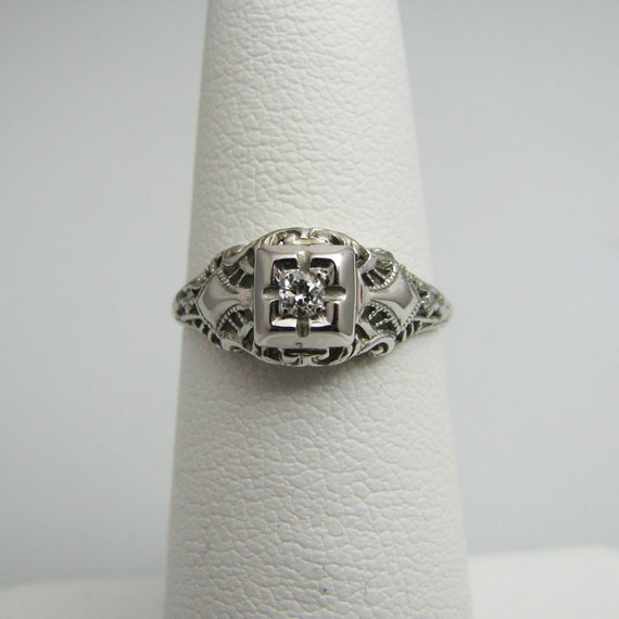 d842 Gorgeous 14k White Gold Diamond Engagement R… - image 1