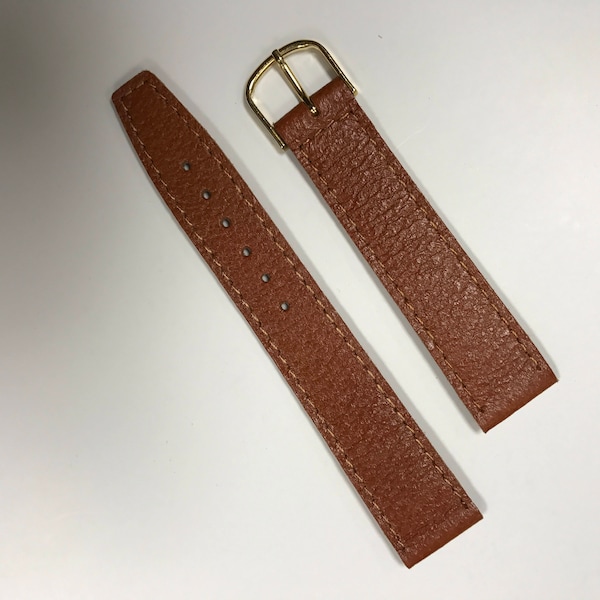 Brown Genuine Leather Watch Band 2pc 18 mm