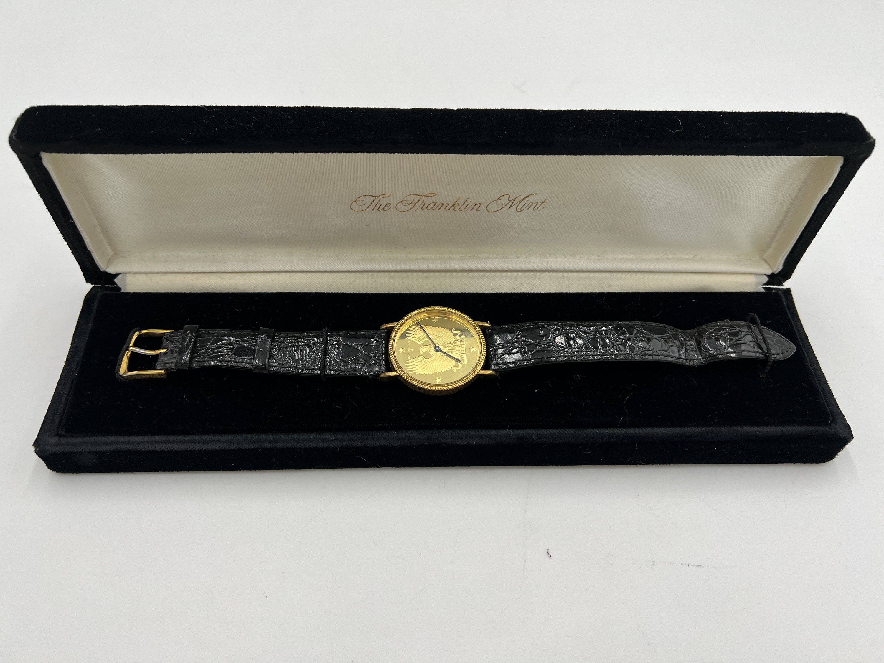 THE FRANKLIN MINT ゴールド ブラック ブレスレットウォッチ The Franklin Mint] just found this watch in a pawn shop