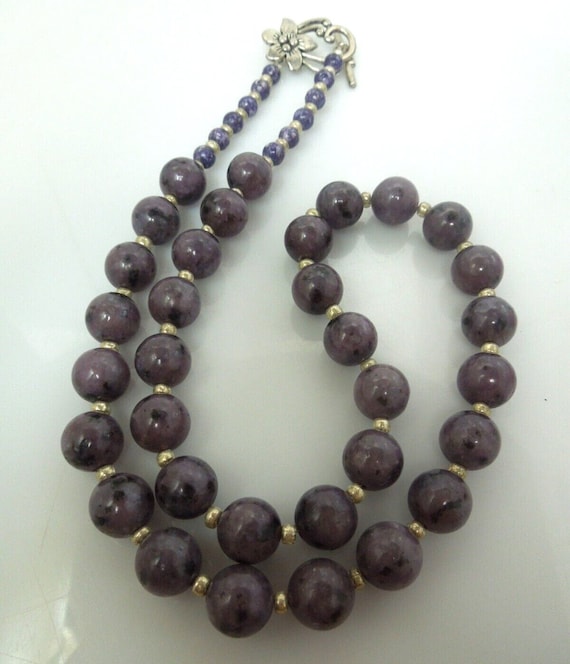 t138  Russian Charoite Gemstone Beaded Necklace 23