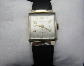 c758 Nice Vintage Clarin Gold Tone Mechanical Wrist Watch 1950's