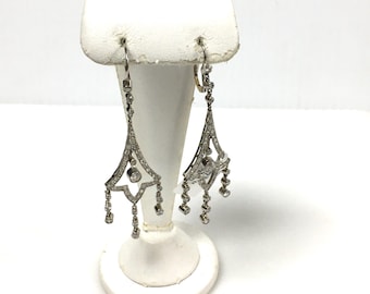 v670 Vintage  Art Deco Style Platinum and 2.5cts Diamond Chandelier Earrings