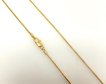 v040 Vintage 14K Yellow Gold Cobra Link Chain Necklace 24" Long Made in Italy