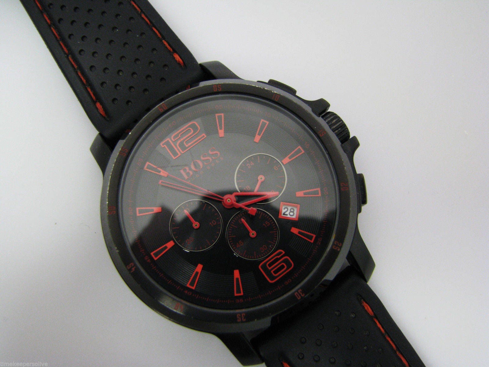 Hugo boss black & red leather hotsell chronograph watch
