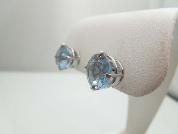 b994 Big, Beautiful Ice Blue Topaz Stud Earrings … - image 4