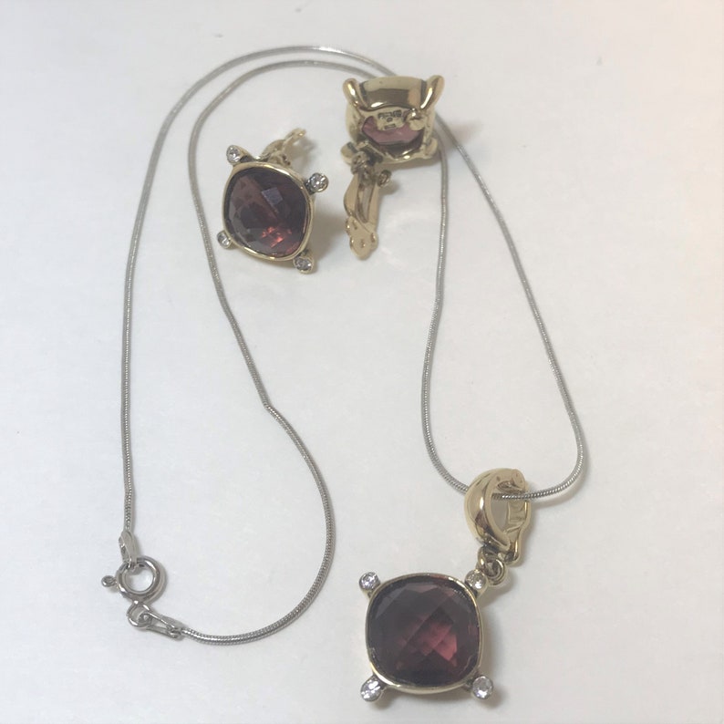 f119 Vintage Sterling Silver Chain Necklace 18 Round Earrings Set
