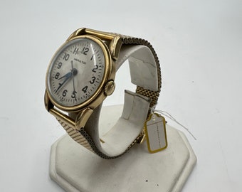 Vintage Hamilton Wrist Watch: 10K Gold Filled, Leather Band 