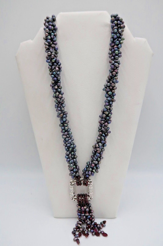 t322 Dyed FreshwaterPearl Necklace 30" with toggle