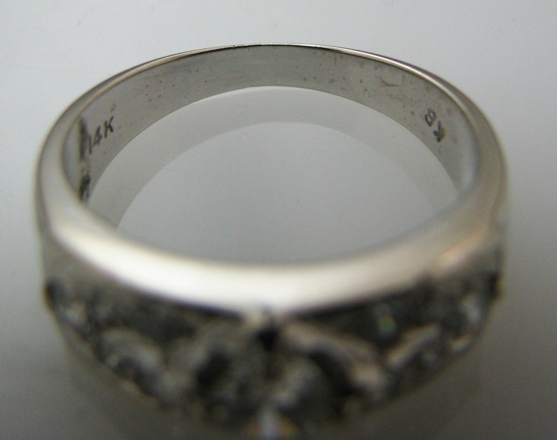 a857 Vintage Gorgeous Multi Diamond Ring in 14k White Gold Size 6.5 image 5