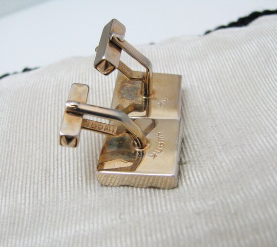 c268 Vintage Square Gold Tone Cuff links by Swank… - image 6