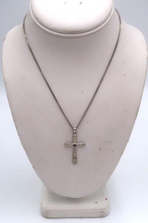 t608 Beautiful Intricate Small Cross 925 With Blue