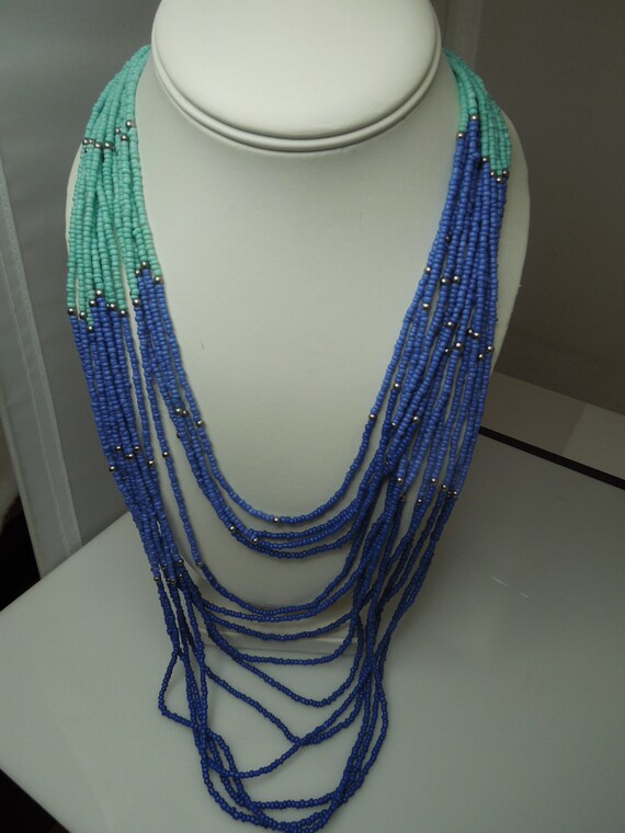 Q278 Beautiful Indian 3 Color Beads Multi Strands Necklace Etsy