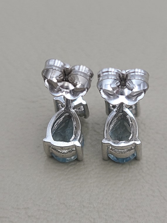 k830 Pretty Pear Shaped Aquamarine and Diamond St… - image 6
