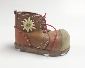 e843 Vintage Decorative Collectible Miniature Shoe Leather Boot